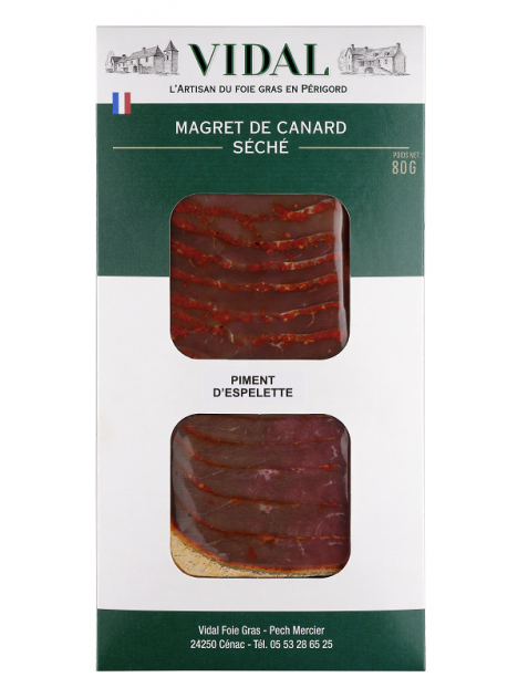 Magret de canard séché tranché piment d'espelette 80g